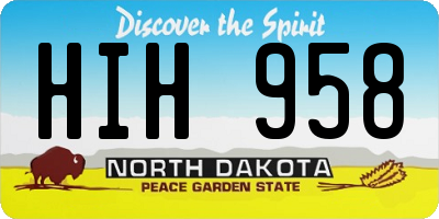 ND license plate HIH958