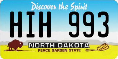 ND license plate HIH993