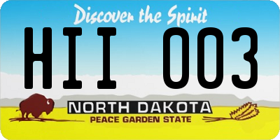 ND license plate HII003