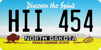 ND license plate HII454