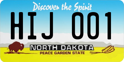 ND license plate HIJ001