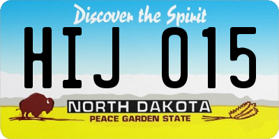 ND license plate HIJ015