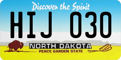 ND license plate HIJ030