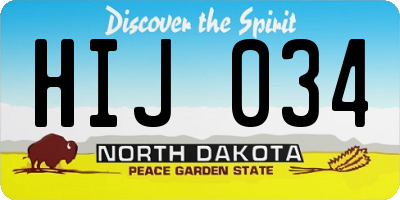 ND license plate HIJ034