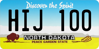 ND license plate HIJ100