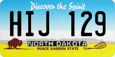 ND license plate HIJ129