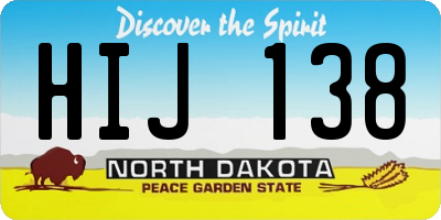 ND license plate HIJ138