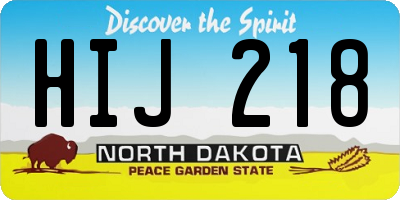 ND license plate HIJ218