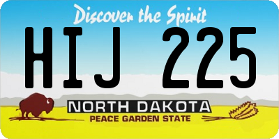 ND license plate HIJ225