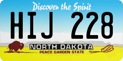 ND license plate HIJ228