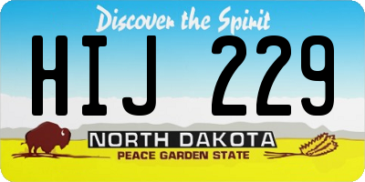 ND license plate HIJ229