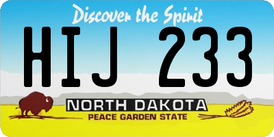 ND license plate HIJ233