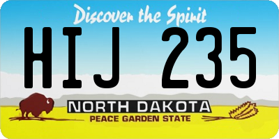 ND license plate HIJ235