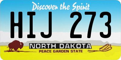 ND license plate HIJ273