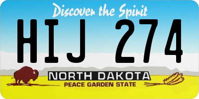 ND license plate HIJ274