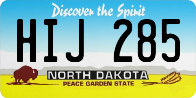 ND license plate HIJ285