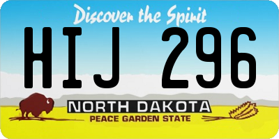 ND license plate HIJ296