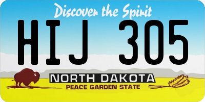 ND license plate HIJ305