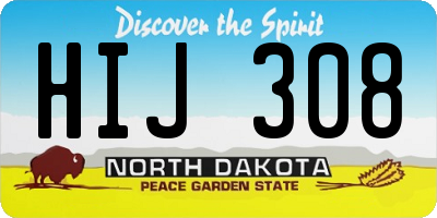 ND license plate HIJ308