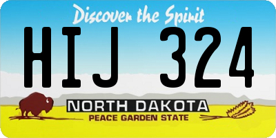 ND license plate HIJ324