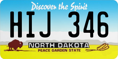 ND license plate HIJ346