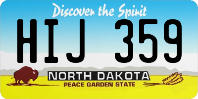 ND license plate HIJ359