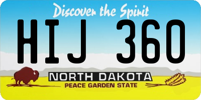 ND license plate HIJ360