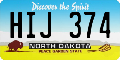 ND license plate HIJ374