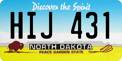 ND license plate HIJ431