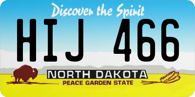 ND license plate HIJ466