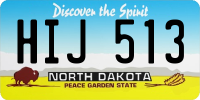 ND license plate HIJ513