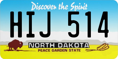 ND license plate HIJ514