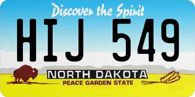 ND license plate HIJ549