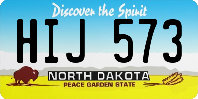 ND license plate HIJ573