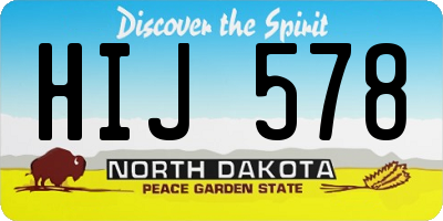 ND license plate HIJ578