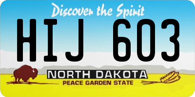 ND license plate HIJ603