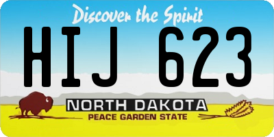 ND license plate HIJ623