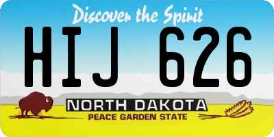ND license plate HIJ626