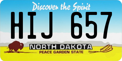 ND license plate HIJ657