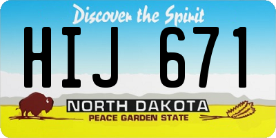 ND license plate HIJ671