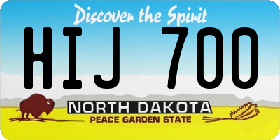 ND license plate HIJ700