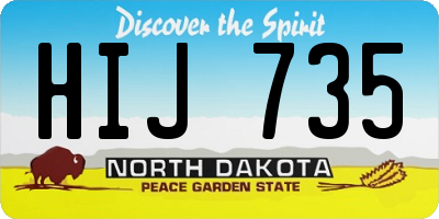 ND license plate HIJ735