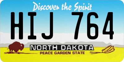 ND license plate HIJ764