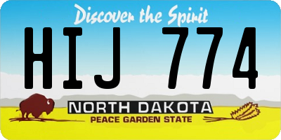 ND license plate HIJ774