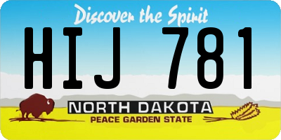 ND license plate HIJ781