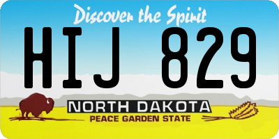 ND license plate HIJ829