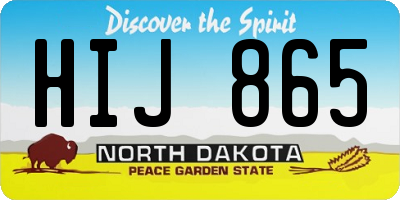 ND license plate HIJ865