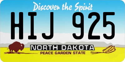 ND license plate HIJ925