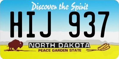 ND license plate HIJ937