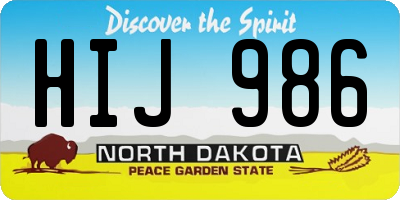 ND license plate HIJ986